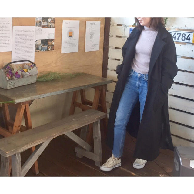 Mila Owen(ミラオーウェン)の2月10日より配送♡ブラックコート レディースのジャケット/アウター(ロングコート)の商品写真