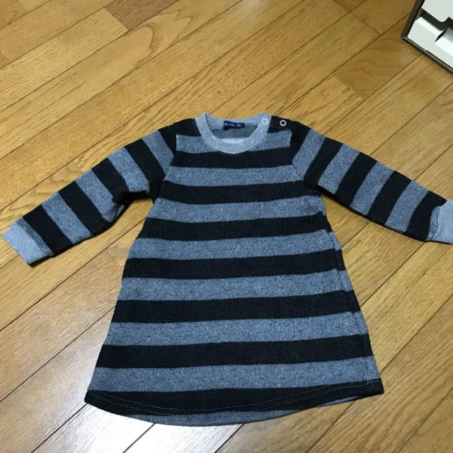 [美品］ANIMAL KID 裏起毛 ボーダー  ワンピ 90 キッズ/ベビー/マタニティのキッズ服女の子用(90cm~)(ワンピース)の商品写真