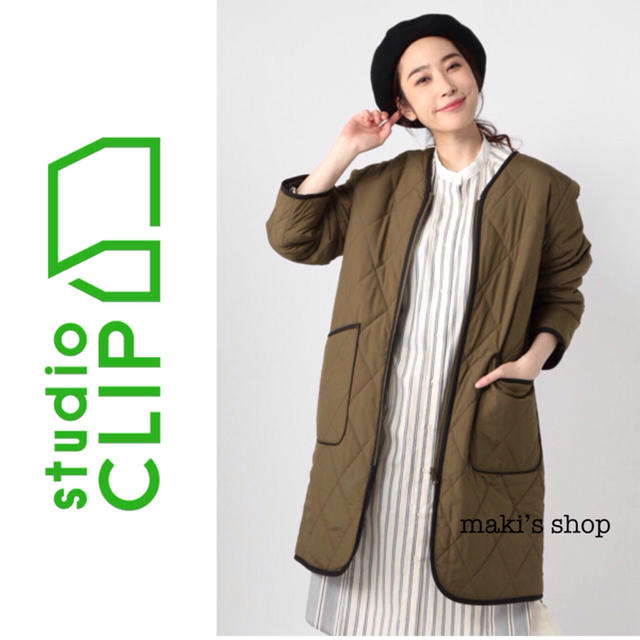 【今季美品】studio CLIP  キルトリバーシブルロングコート●カーキM