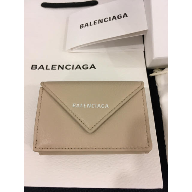 ハワイ正規店購入 BALENCIAGA ペーパーミニウォレット ローズデサーブル三つ折り財布