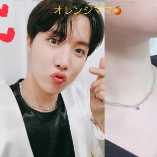 ボウダンショウネンダン(防弾少年団(BTS))のぽん様専用 BTS J-HOPE ホビモチーフ 赤い石 ネックレス 40cm (ネックレス)