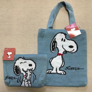 ピーナッツ(PEANUTS)の★新品★ PEANUT スヌーピー ニット トートバッグ＆ポーチ２点セット(トートバッグ)