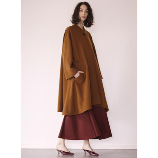 ELIN エリン 日本製 Wool-blend asymmetry coat ウールブレンド アシンメトリーコート 11705-33-0603 36 MD BROWN ノーカラー アウター【ELIN】