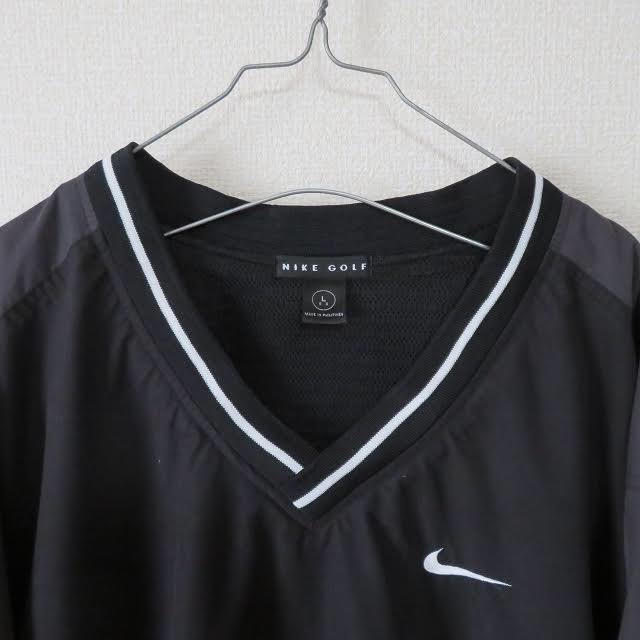 美品 NIKE プルオーバー ナイロン ジャケット Vネック 黒