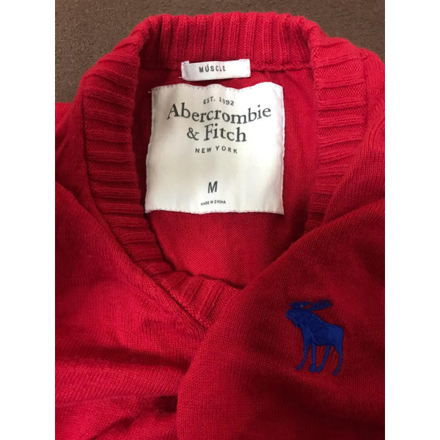 Abercrombie&Fitch(アバクロンビーアンドフィッチ)の赤ニット メンズのトップス(ニット/セーター)の商品写真