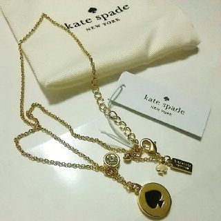 ケイトスペードニューヨーク(kate spade new york)の 【新品】ケイト・スペード ネックレス タグ付 収納ポーチ付 ブラック (ネックレス)