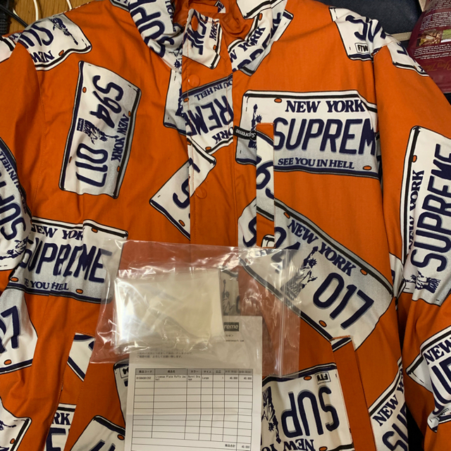 supreme License Plate Puffy Jacket L