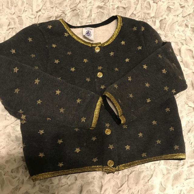 PETIT BATEAU(プチバトー)の美品 プチバトー 4a 裏起毛 カーディガン キッズ/ベビー/マタニティのキッズ服女の子用(90cm~)(カーディガン)の商品写真