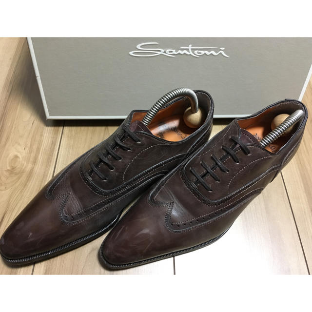 サントーニ ビジネスシューズ ウイングチップ ブラウン Santoni