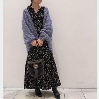 スピックアンドスパン(Spick & Span)のSpick &Span ドットプリントワンピース　38黒(ロングワンピース/マキシワンピース)