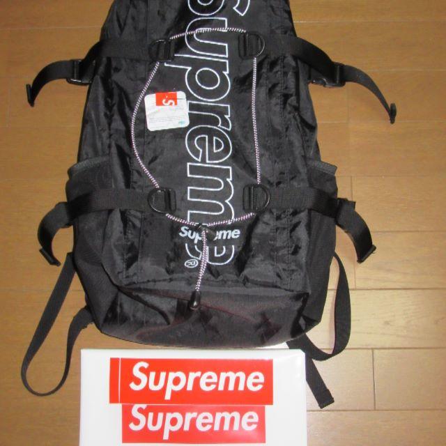 美品 18AW Supreme Backpack 黒 18FW 半タグタグ赤ステッカーショッパー