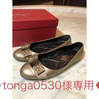 サルヴァトーレフェラガモ(Salvatore Ferragamo)のフェラガモ フラットスワロフスキーリボン(バレエシューズ)