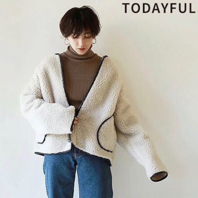 TODAYFUL(トゥデイフル)のTODAYFUL パイピングボアブルゾン エクリュ 38 レディースのジャケット/アウター(ブルゾン)の商品写真