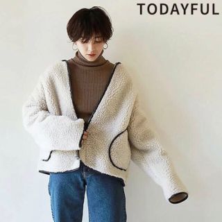 トゥデイフル(TODAYFUL)のTODAYFUL パイピングボアブルゾン エクリュ 38(ブルゾン)