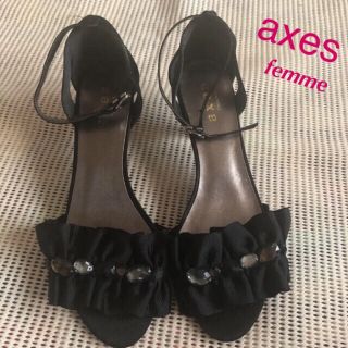 アクシーズファム(axes femme)のアクシーズファム サンダル パンプス ビジュー付 ブラック M(サンダル)