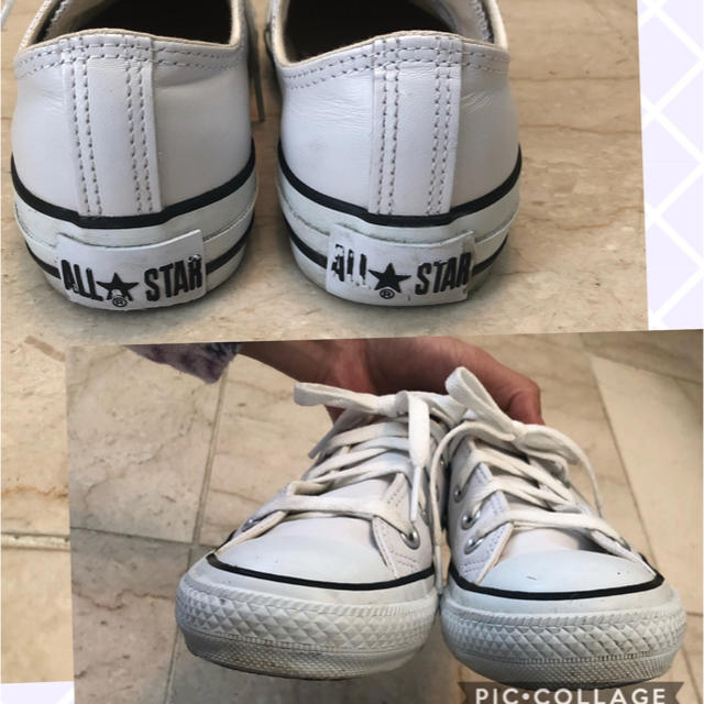 CONVERSE(コンバース)の《かんちゃん様専用》コンバース ローカット レザーホワイト サイズ4(23cm) レディースの靴/シューズ(スニーカー)の商品写真