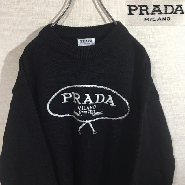 PRADA(プラダ)のprada プラダ ビッグロゴ 刺繍 ニット   ヴィンテージ   古着  メンズのトップス(ニット/セーター)の商品写真