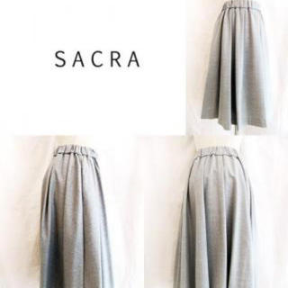 サクラ(SACRA)のSACRA ウールギャザースカート ライトグレー(ひざ丈スカート)