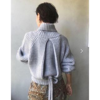 アメリヴィンテージ(Ameri VINTAGE)のAmeri Vintage バックタックニット アイスブルー(ニット/セーター)