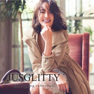 ジャスグリッティー(JUSGLITTY)のJUSGLITTY
フード付きロングブルゾン キャメル　新品タグ付(ブルゾン)