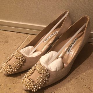 マノロブラニク(MANOLO BLAHNIK)の美品 希少マノロブラニク パールハンギシ35.5(ハイヒール/パンプス)