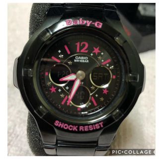 ジーショック(G-SHOCK)のCASIO Baby-G ブラックピンク 樹脂とメタル融合バンド早い者勝ち(腕時計)