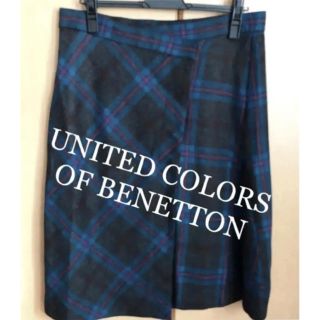 ベネトン(BENETTON)のUNITED COLORS OF BENETTON✨チェック柄✨巻きスカート✨(ひざ丈スカート)