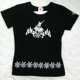 (未使用)  CoCoエミリー 黒地に両面フラガールＴシャツ(Tシャツ(半袖/袖なし))