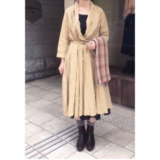 ネストローブ(nest Robe)の最終値下★ 今季¥34,560 リネン近江晒しショールカラーワンピース(ロングワンピース/マキシワンピース)