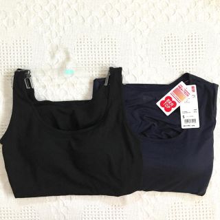 ユニクロ(UNIQLO)のUNIQLO ヒートテック ブラUネックＴ&スーピマコットン ブラタンクS 2点(アンダーシャツ/防寒インナー)