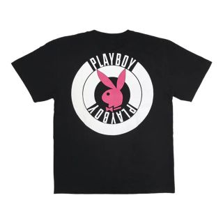 プレイボーイ(PLAYBOY)のEXAMPLE X PLAYBOY ROUND LOGO TEE BLACK (Tシャツ/カットソー(半袖/袖なし))