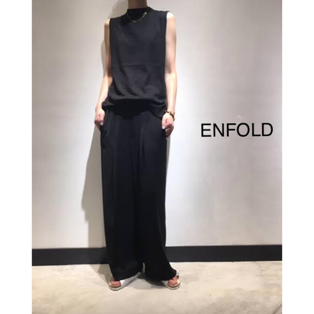 ENFOLD(エンフォルド)の【新品】ENFOLD ダブルクロスワイドパンツ 黒 36 レディースのパンツ(その他)の商品写真