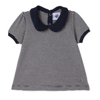 プチバトー(PETIT BATEAU)の12m 新品 プチバトー ミラレ衿つきカットソー(シャツ/カットソー)