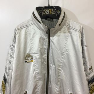 カッパ(Kappa)のKappa カッパ ブルゾン ナイロンジャケット シルバー L プリントロゴ古着(ナイロンジャケット)