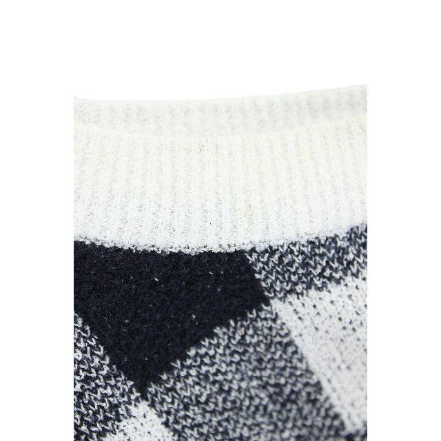 MSGM(エムエスジイエム)のMSGM ブロックチェック パイル地 半袖ニット セーター ネイビー ホワイト  メンズのトップス(ニット/セーター)の商品写真