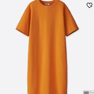 ユニクロ(UNIQLO)のUNIQLOU クルーネックTワンピース オレンジ 🍊(ひざ丈ワンピース)