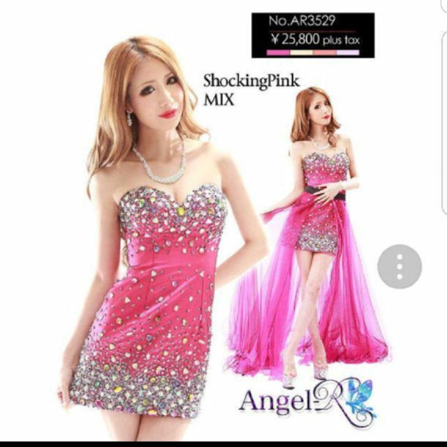 Angel R ビジュー タイト スカート ドレス ピンク 2way