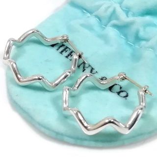 Tiffany & Co. - 希少 ティファニー ジグザグ シルバー フープ ピアス