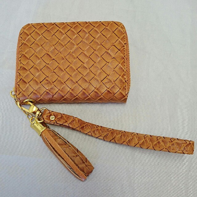 ブラウン色 編み込み型押し財布 メンズ財布 レディース財布 短財布 レディースのファッション小物(財布)の商品写真