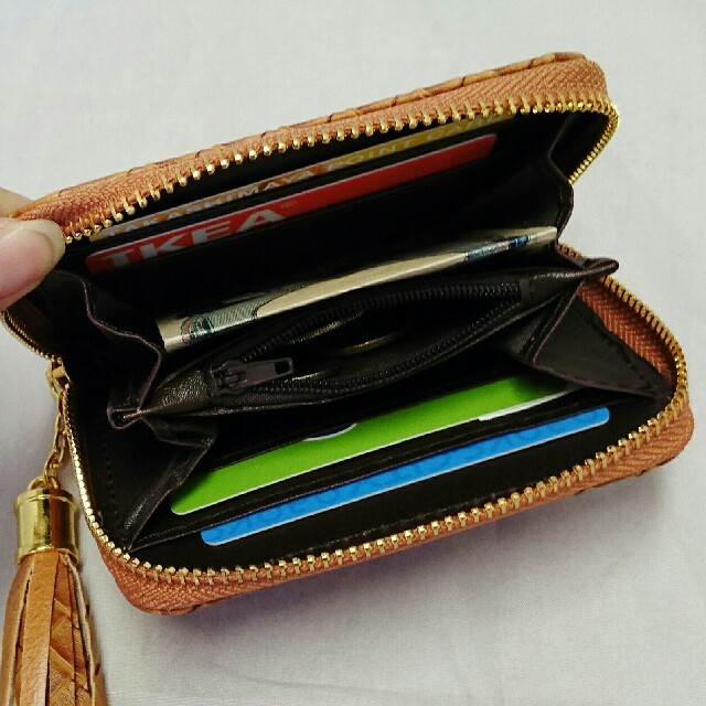 ブラウン色 編み込み型押し財布 メンズ財布 レディース財布 短財布 レディースのファッション小物(財布)の商品写真