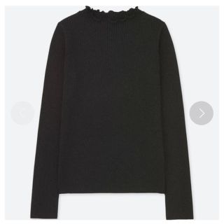 ユニクロ(UNIQLO)のシャイニーリブフリルネックセーター(ニット/セーター)