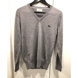 メゾンキツネ(MAISON KITSUNE')のMaison Kitsune キツネ ニットセーター XS グレー 美品(ニット/セーター)