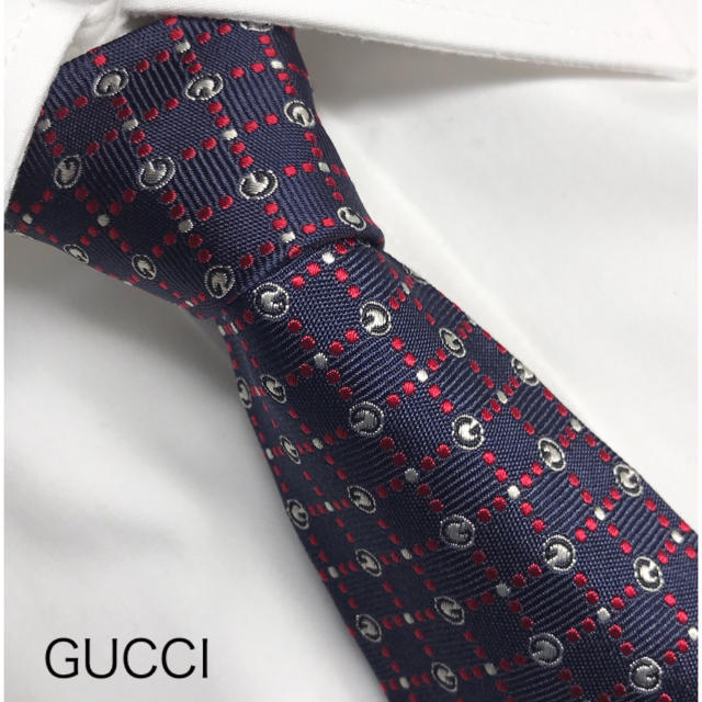 Gucci - 【美品 人気ブランド】 グッチ ネクタイ 高級シルク Gマーク