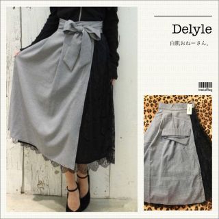 デイライルノアール(Delyle NOIR)のDelyle♡ラップデザインウエストリボンレースフレアスカート(ロングスカート)