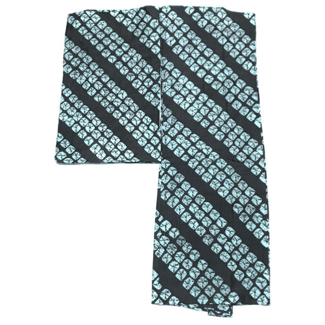 H1 丸洗い済 絞り 斜め ストライプ グレー 水色 アンティーク 正絹 羽織 レディースの水着/浴衣(その他)の商品写真