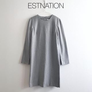 エストネーション(ESTNATION)の美品◇エストネーション ウールワンピース 秋冬 通勤仕事 S M 上品シンプル(ひざ丈ワンピース)