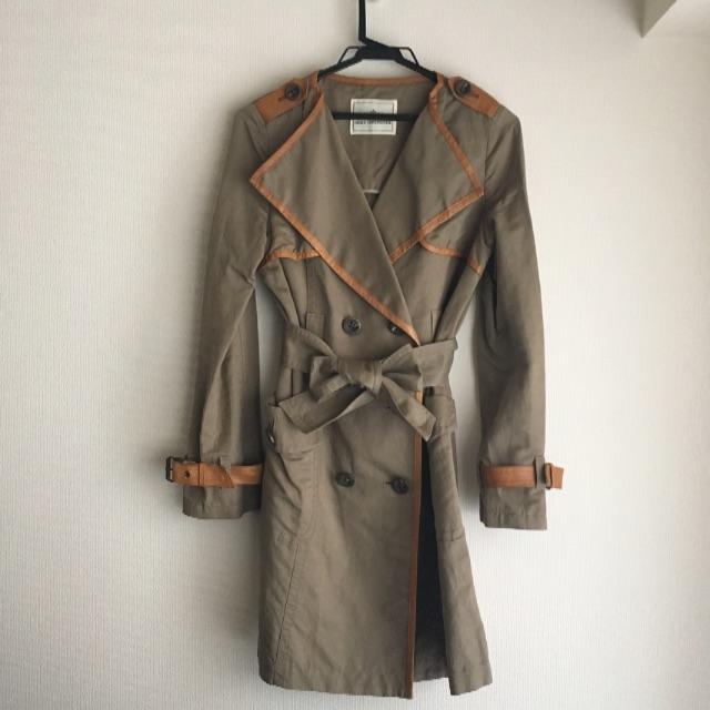 GRACE CONTINENTAL レザーパイピングトレンチコート ジャケット GRACE CONTINENTAL レザーパイピングトレンチコート ジャケット