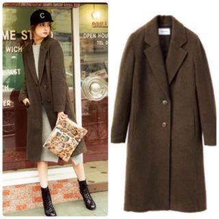 マウジー(moussy)のMOUSSY SINGLE BREASTED LONG COAT カーキ(テーラードジャケット)