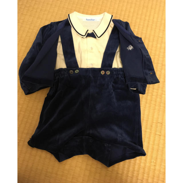 familiar(ファミリア)のファミリア 80 ベロアセットアップとニットシャツ キッズ/ベビー/マタニティのキッズ服男の子用(90cm~)(ドレス/フォーマル)の商品写真