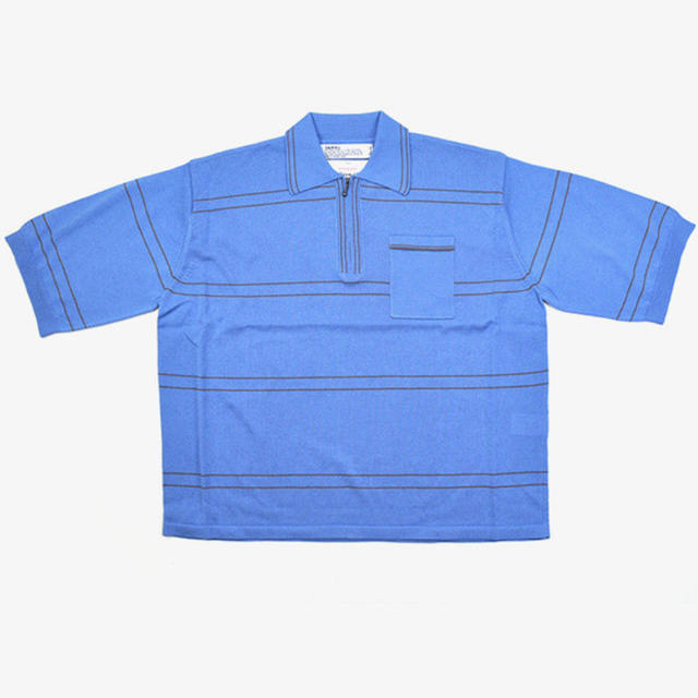 allegeDAIRIKU  Half Zip Border Polo Knit  AQUA